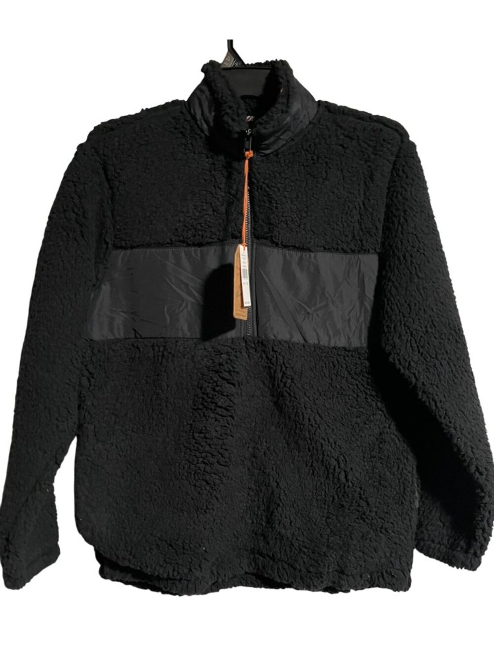 Weatherproof Vintage Mens Sherpa Fleece Pullover Jacket Sz Medium Black Half Zip